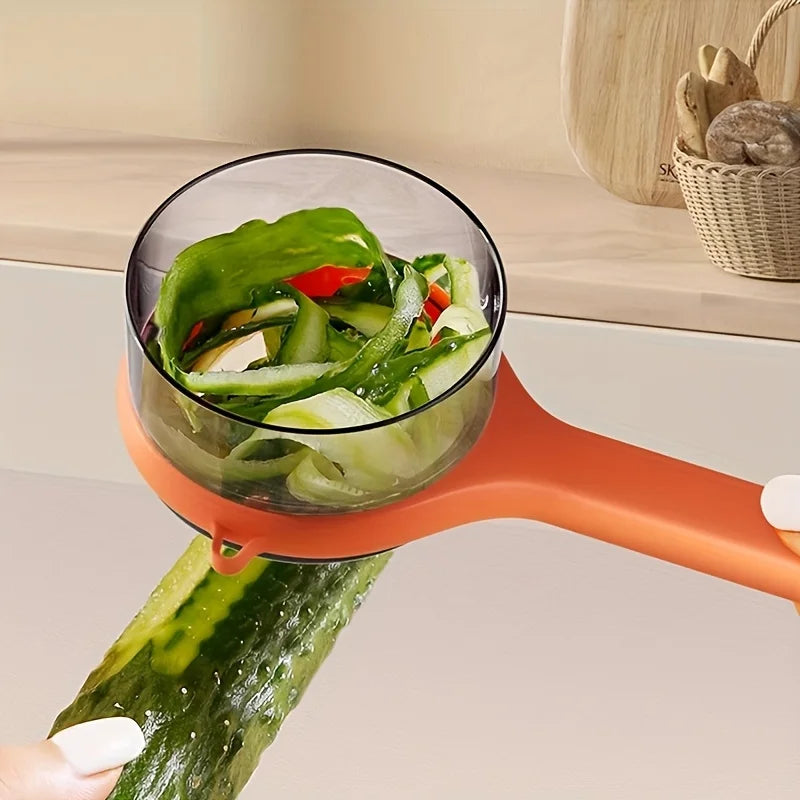 Versatile Manual Peeler with Storage Box - Perfect for Apples and Vegetables, Your Essential Portable Kitchen Tool!